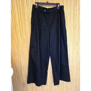 NWT Linen Wide Leg Trouser Women's Size 8 Banana Republic Black  High Rise Pants